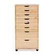 Pemberly Row Eight Drawer Rolling Storage Cart in Natural Wood