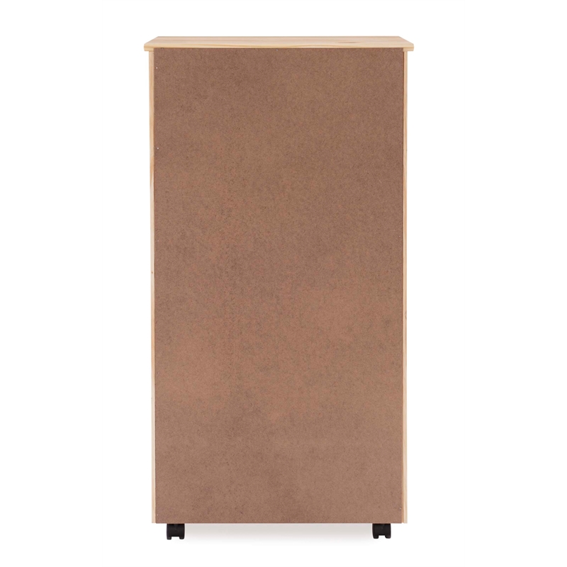 Pemberly Row Eight Drawer Rolling Storage Cart in Natural Wood