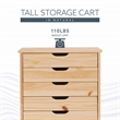 Pemberly Row Eight Drawer Rolling Storage Cart in Natural Wood