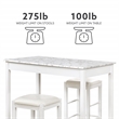Pemberly Row 3-Piece Tavern Set with White Faux Marble Top