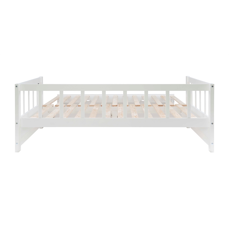 Pemberly Row Twin to King Daybed with 2 Drawers in White Pine Wood