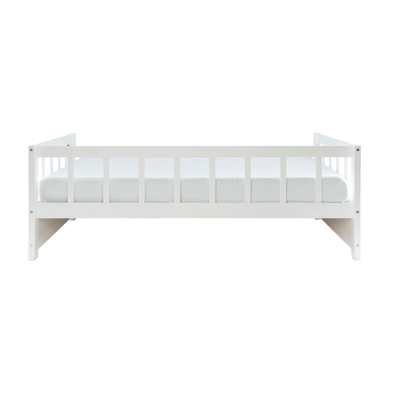 Pemberly Row Twin to King Daybed with 2 Drawers in White Pine Wood