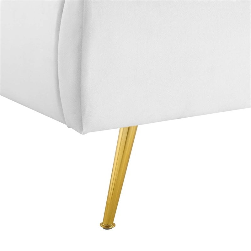Pemberly Row Queen Velvet Wingback Platform Bed in White