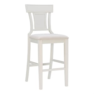 Pemberly Row 30&quot Upholstered Bar Stool with Rattan Backrest in White