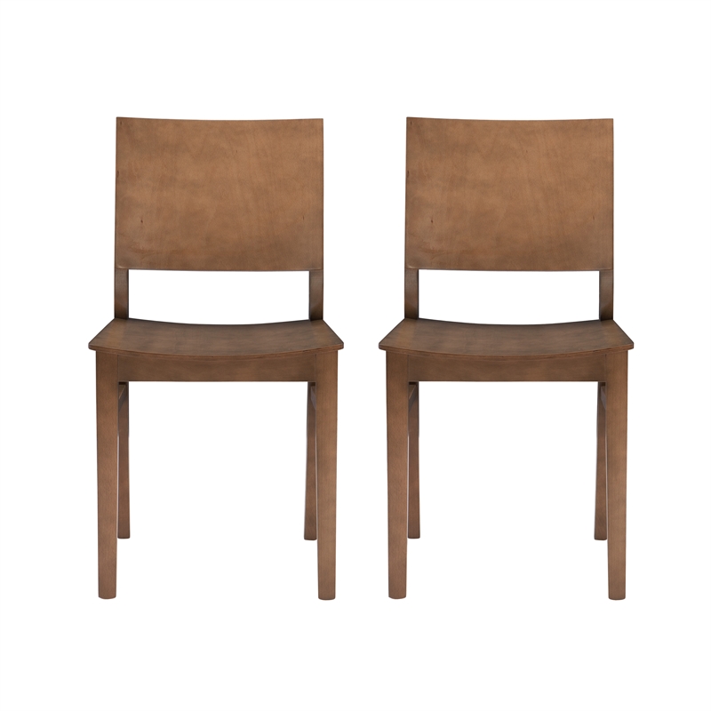 Pemberly Row Set of 2 Solid Beechwood Side Chairs in Natural Finish for Dining