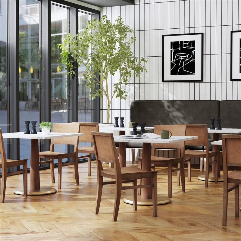 Pemberly Row Set of 2 Solid Beechwood Side Chairs in Natural Finish for Dining