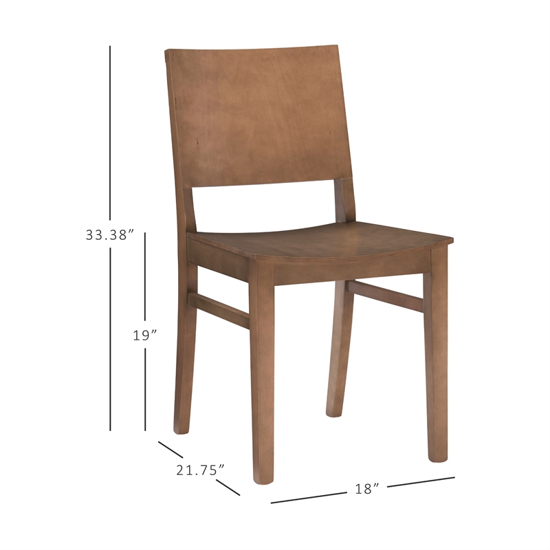 Pemberly Row Set of 2 Solid Beechwood Side Chairs in Natural Finish for Dining