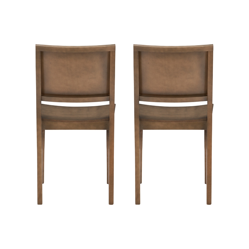 Pemberly Row Set of 2 Solid Beechwood Side Chairs in Natural Finish for Dining
