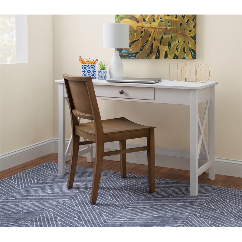 Pemberly Row Set of 2 Solid Beechwood Side Chairs in Natural Finish for Dining
