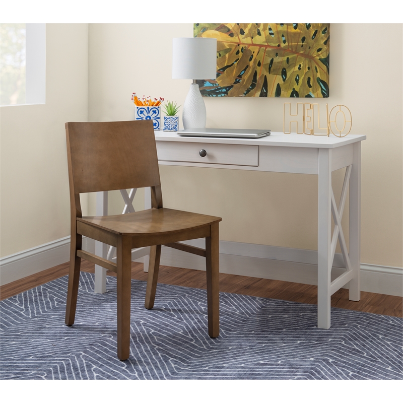 Pemberly Row Set of 2 Solid Beechwood Side Chairs in Natural Finish for Dining