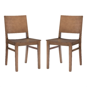 Pemberly Row Set of 2 Solid Beechwood Side Chairs in Natural Finish for Dining