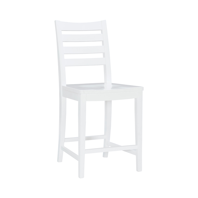 Pemberly Row Set of 2 Ladderback Counter Stools in White Beechwood