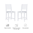 Pemberly Row Set of 2 Ladderback Counter Stools in White Beechwood
