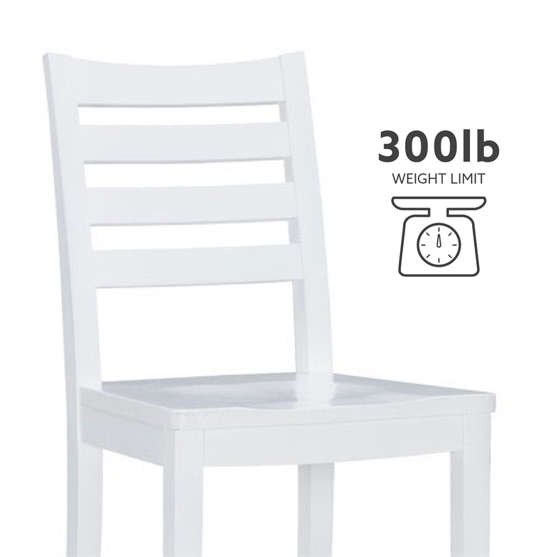 Pemberly Row Set of 2 Ladderback Counter Stools in White Beechwood