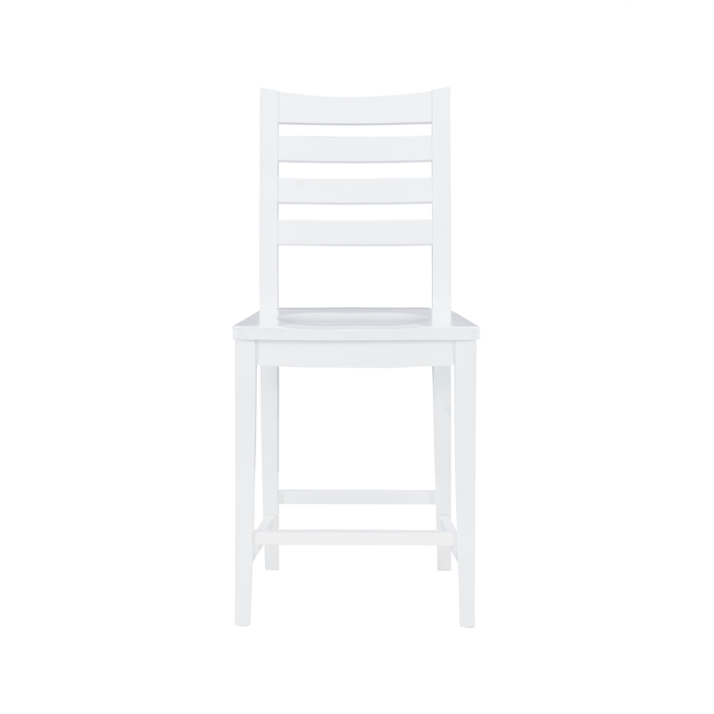 Pemberly Row Set of 2 Ladderback Counter Stools in White Beechwood