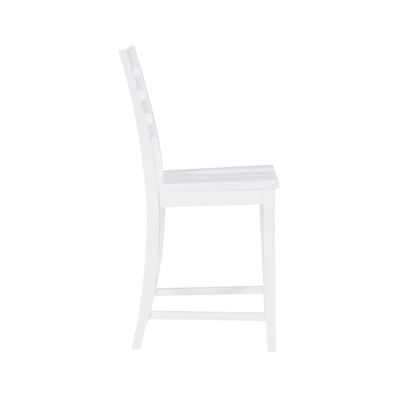 Pemberly Row Set of 2 Ladderback Counter Stools in White Beechwood