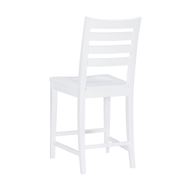 Pemberly Row Set of 2 Ladderback Counter Stools in White Beechwood