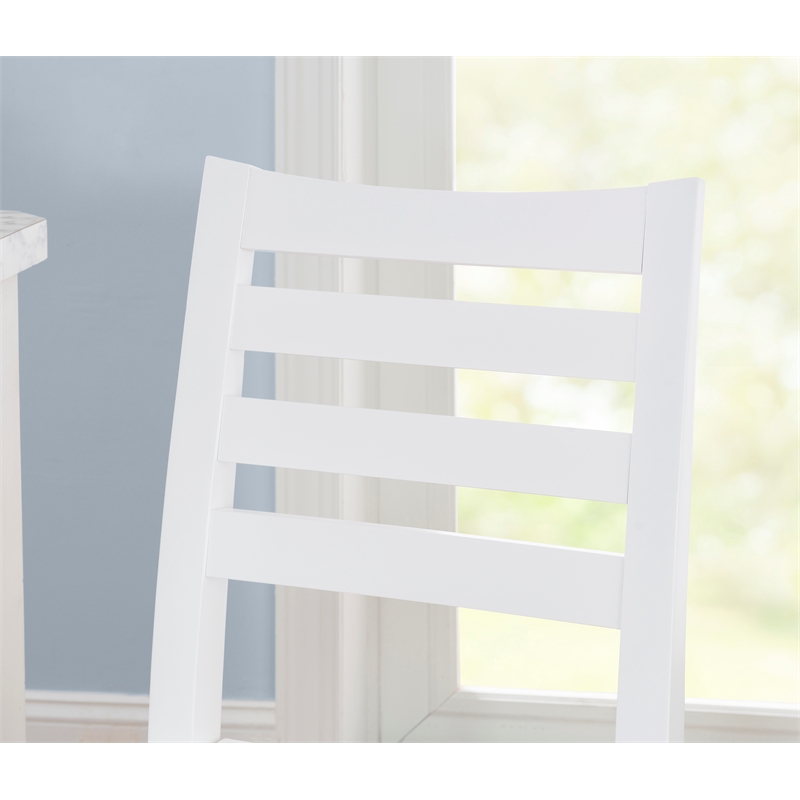 Pemberly Row Set of 2 Ladderback Counter Stools in White Beechwood