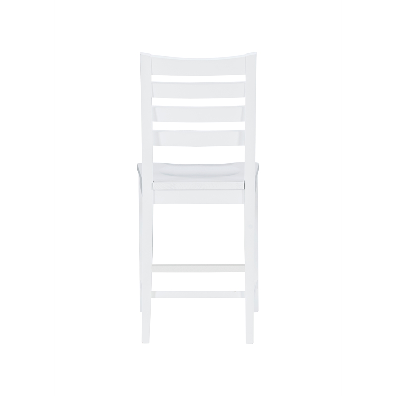 Pemberly Row Set of 2 Ladderback Counter Stools in White Beechwood