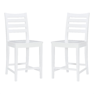 Pemberly Row Set of 2 Ladderback Counter Stools in White Beechwood