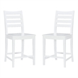 Pemberly Row Set of 2 Ladderback Counter Stools in White Beechwood