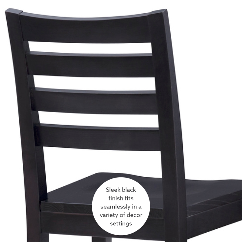 Pemberly Row Set of 2 Ladderback Counter Stools in Black Beechwood