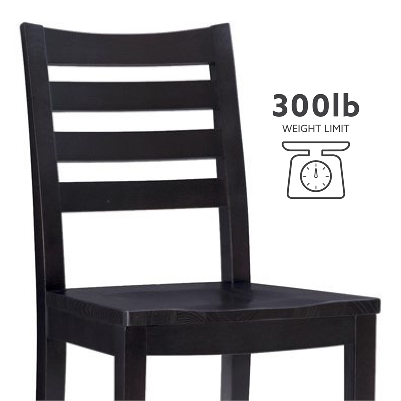 Pemberly Row Set of 2 Ladderback Counter Stools in Black Beechwood