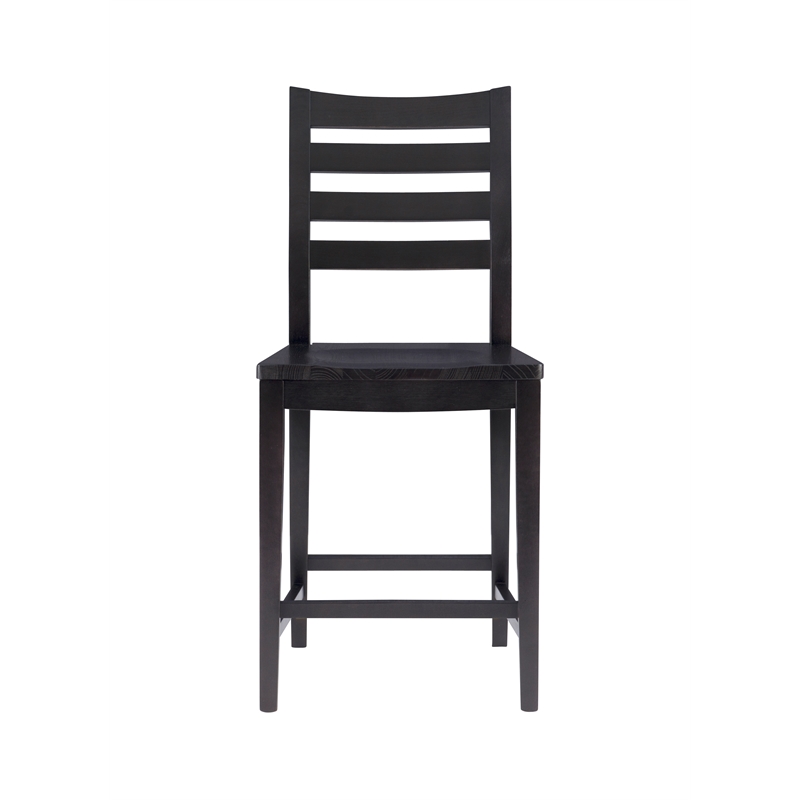 Pemberly Row Set of 2 Ladderback Counter Stools in Black Beechwood