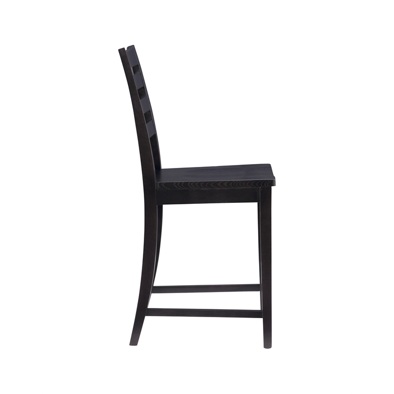 Pemberly Row Set of 2 Ladderback Counter Stools in Black Beechwood
