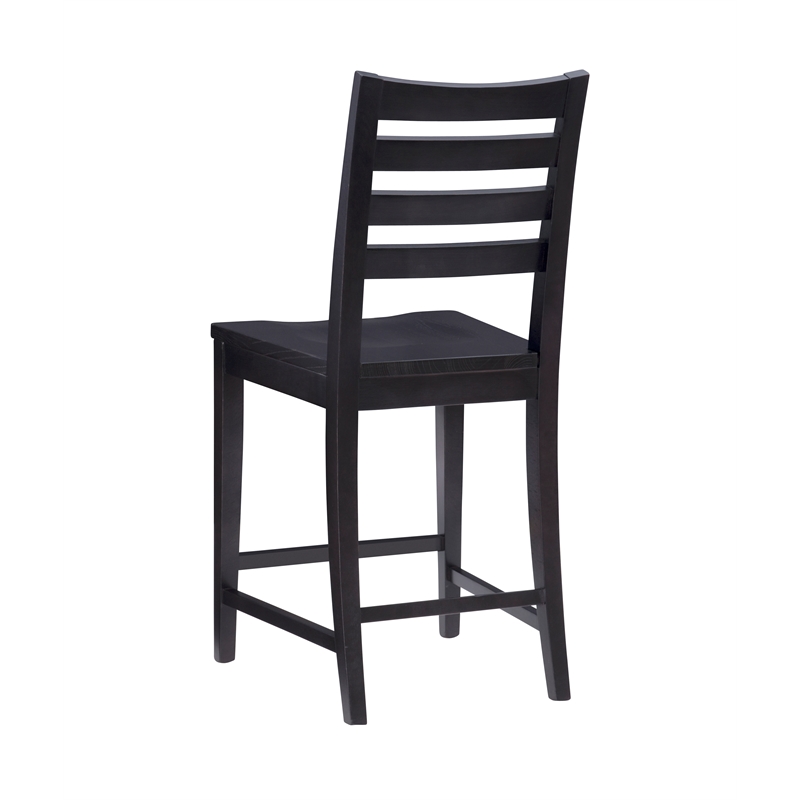 Pemberly Row Set of 2 Ladderback Counter Stools in Black Beechwood