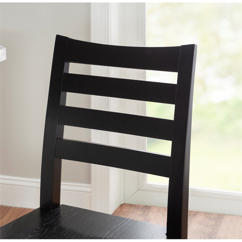 Pemberly Row Set of 2 Ladderback Counter Stools in Black Beechwood