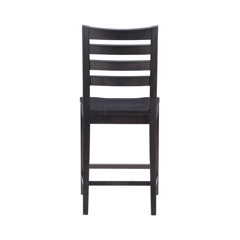 Pemberly Row Set of 2 Ladderback Counter Stools in Black Beechwood