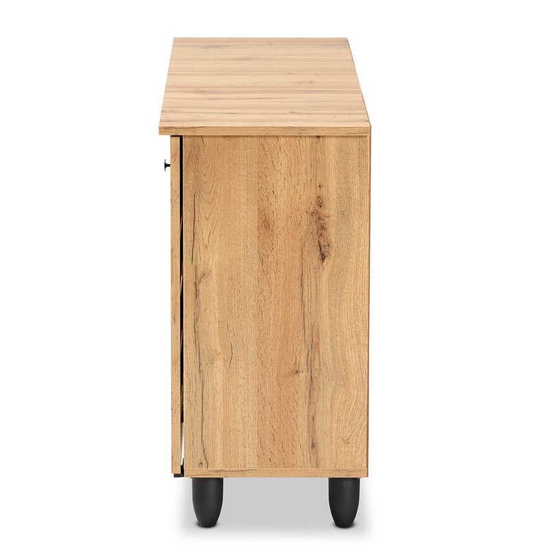 Pemberly Row 3-Door Shoe Storage Cabinet in Oak Brown Finish