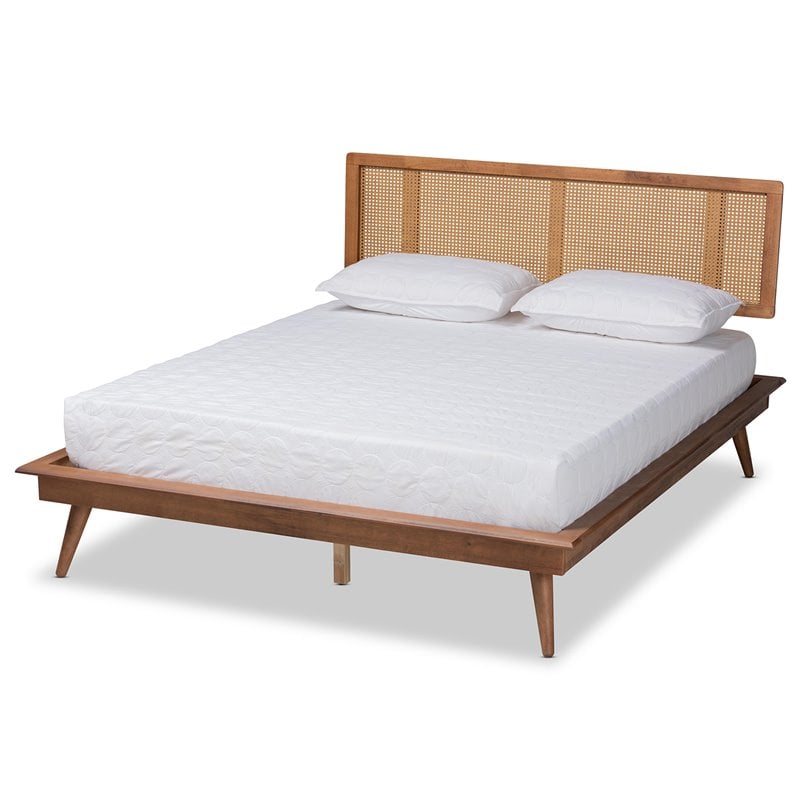 Pemberly Row Full Size Platform Bed with Walnut Brown Finish