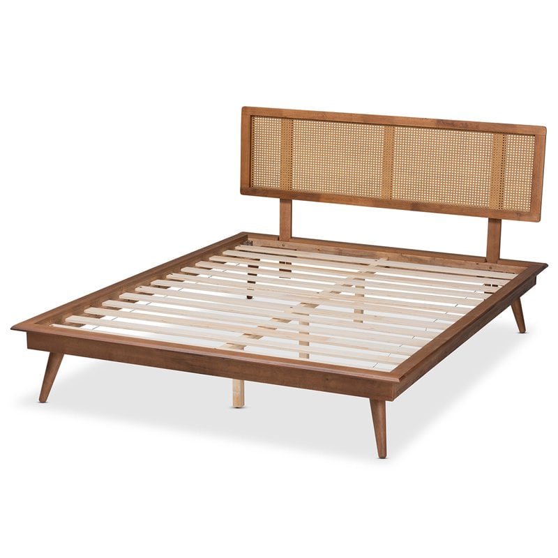 Pemberly Row Full Size Platform Bed with Walnut Brown Finish