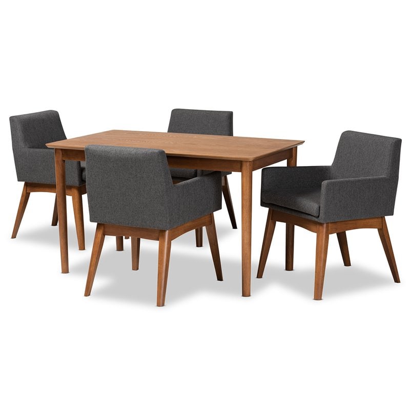 Pemberly Row 5-Piece Dining Set with Walnut Brown Finish