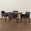 Pemberly Row 5-Piece Dining Set with Walnut Brown Finish