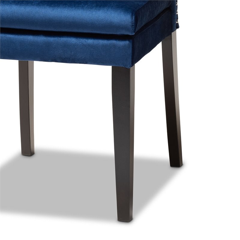 Pemberly Row Dylin Navy Blue and Dark Brown 7-Piece Dining Set with Large Table