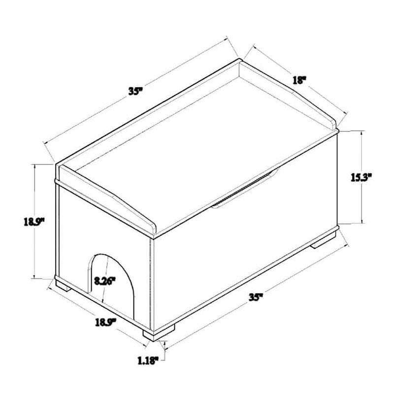 Pemberly Row Oak Finished Wood Cat Litter Box Cover with Shelf