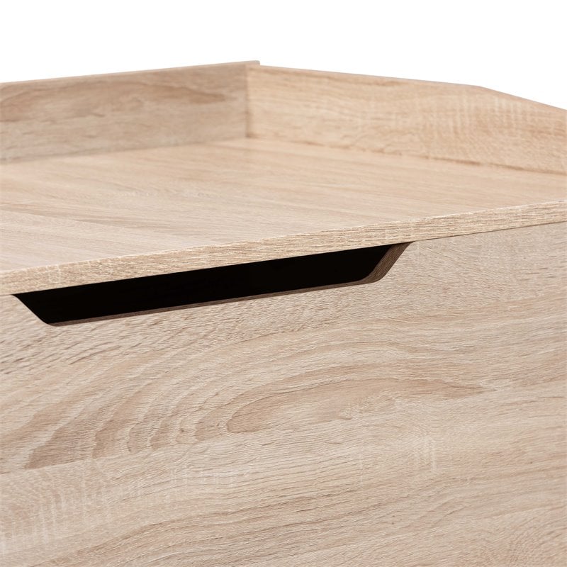 Pemberly Row Oak Finished Wood Cat Litter Box Cover with Shelf