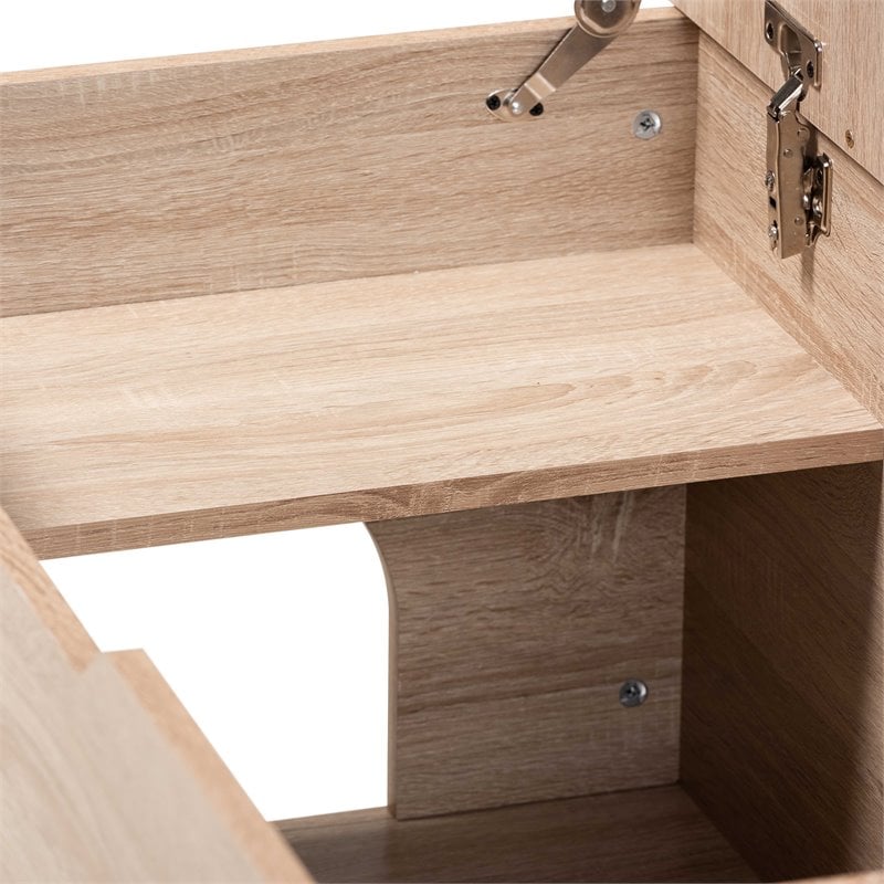 Pemberly Row Oak Finished Wood Cat Litter Box Cover with Shelf
