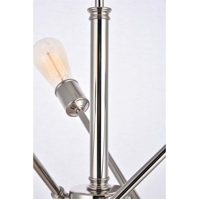Pemberly Row Axel 6-Light Metal Pendant in Polished Nickel Finish