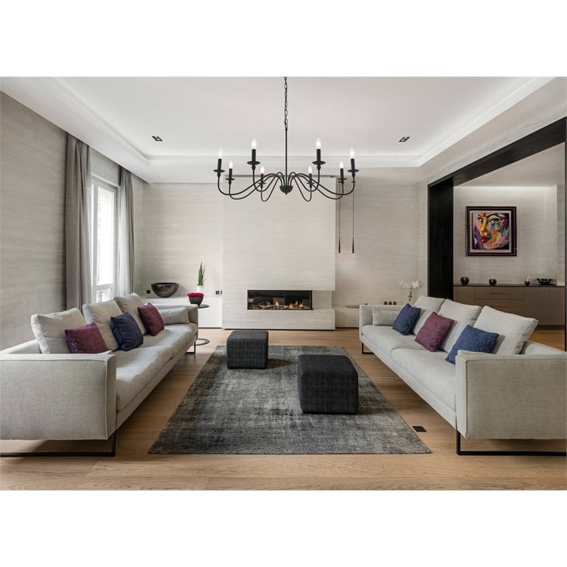 Pemberly Row 8-Light Metal Pendant Chandelier in Matte Black Finish