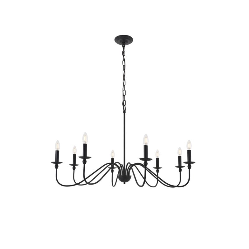 Pemberly Row 8-Light Metal Pendant Chandelier in Matte Black Finish