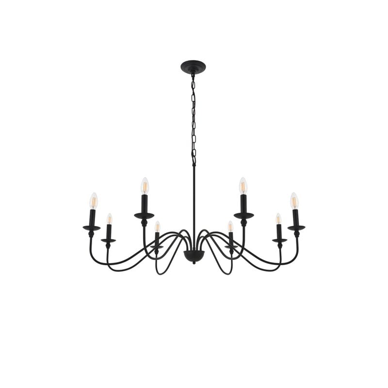 Pemberly Row 8-Light Metal Pendant Chandelier in Matte Black Finish