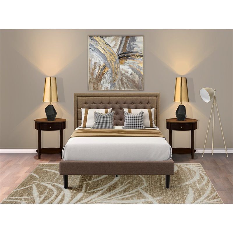 Pemberly Row 3-Piece Wood Queen Bedroom Set in Brown Mahogany
