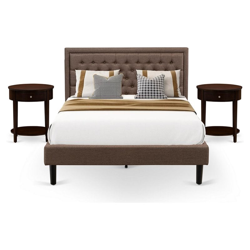Pemberly Row 3-Piece Wood Queen Bedroom Set in Brown Mahogany