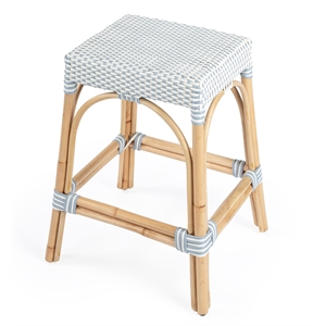 Pemberly Row Rattan 24.5-Inch Counter Stool in Sky Blue and White