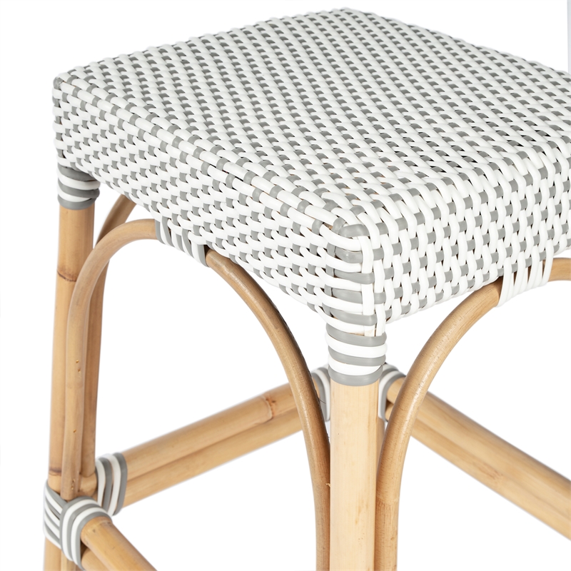 Pemberly Row Rattan 24.5-Inch Counter Stool in Gray and White