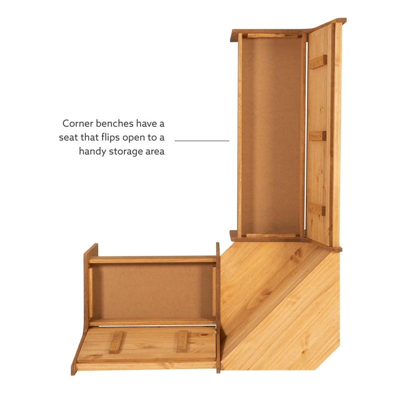 Pemberly Row Wooden Corner Dining Nook Set with Storage in Natural